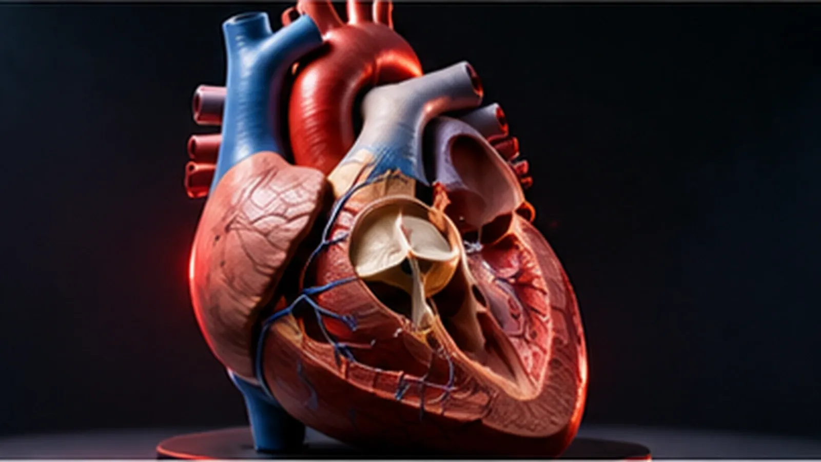 An anatomical teaching model of the human heart, cut away to show a valve